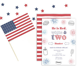 Patriotic Red White und Two 2. Geburtstags Party G Einladung