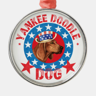 Patriotic Redbone Coonhound Silbernes Ornament