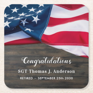 Patriotic Retirement American Flag Militär Rechteckiger Pappuntersetzer