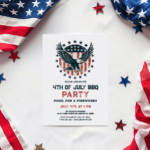 Patriotic Retro American Eagle BBQ Invitation