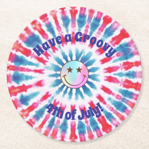 Patriotic Retro Hippie 4. Juli Paper Untersetzer