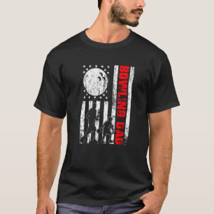 Patriotic Retro Usa American Flag Bowling Vater 4. T-Shirt