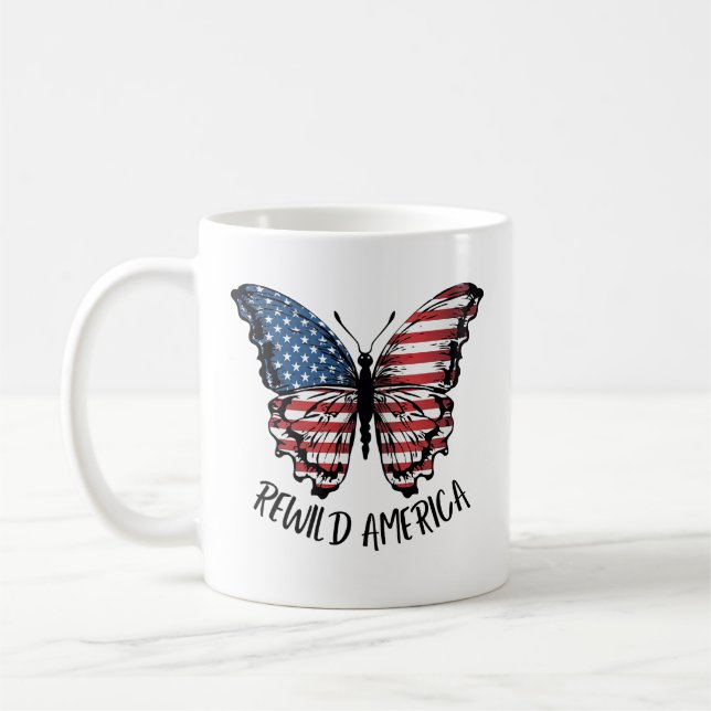 Patriotic Rewild America Butterfly Kaffeetasse (Links)