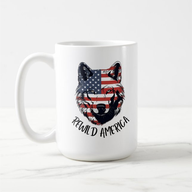 Patriotic Rewild America Wolf Kaffeetasse (Links)