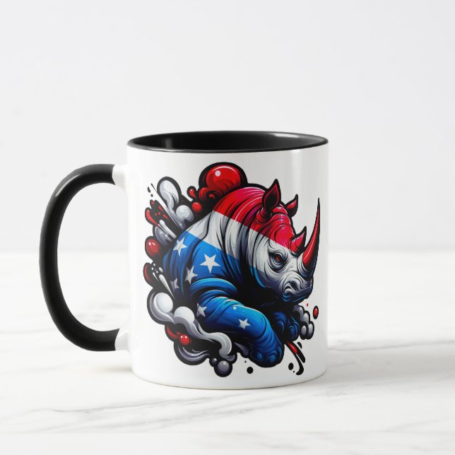 "Patriotic Rhino Design" Tasse (Links)
