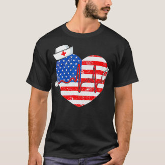 Patriotic RN LPN CNA American Flag 4. Juli Nurse T-Shirt