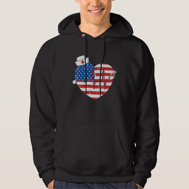 Patriotic RN LPN CNA American Flag July 4th Nurse Hoodie (Vorderseite)