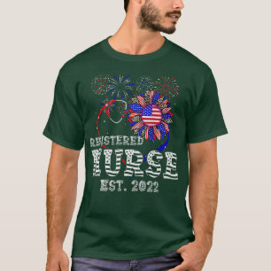 Patriotic RN Nurse 4. Juli American Flag Sunfl T-Shirt