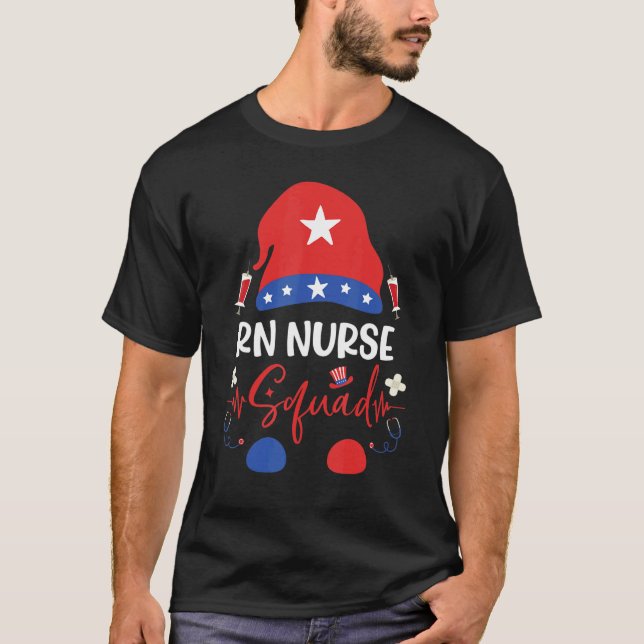 Patriotic Rn Nurse Squad Gnome 4. Juli Gnome T-Shirt (Vorderseite)