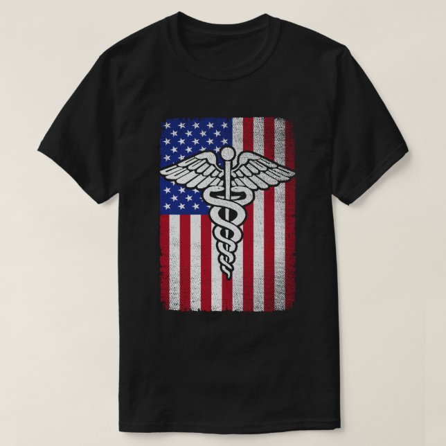 Patriotic RN Registered Nurse USA American Flag T-Shirt (Design vorne)