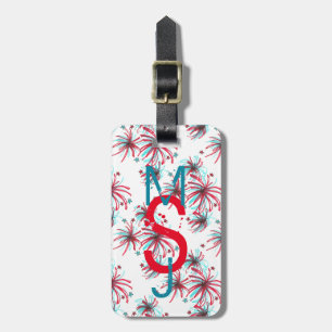 Patriotic Rocket Pop 4. Juli Fireworks Monogram Gepäckanhänger