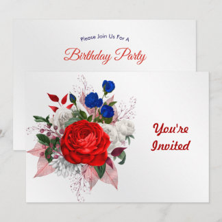 Patriotic Rose Bouquet Birthday Einladung