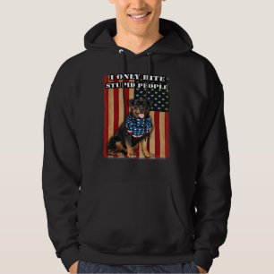 Patriotic Rottweiler Ich beiße nur dumme Leute Hoodie