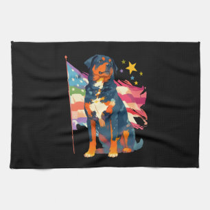 Patriotic Rottweiler mit US Flag Art Geschirrtuch