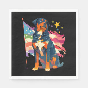 Patriotic Rottweiler mit US Flag Art Serviette
