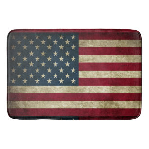 Patriotic Rustic American Flag Badematte