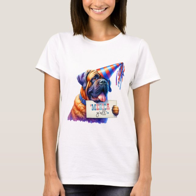 Patriotic Saint Bernard 'Merica Y'all T-Shirt (Vorderseite)
