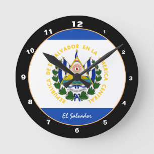 Patriotic Salvador Flag, El Salvador Zuhause /desi Runde Wanduhr