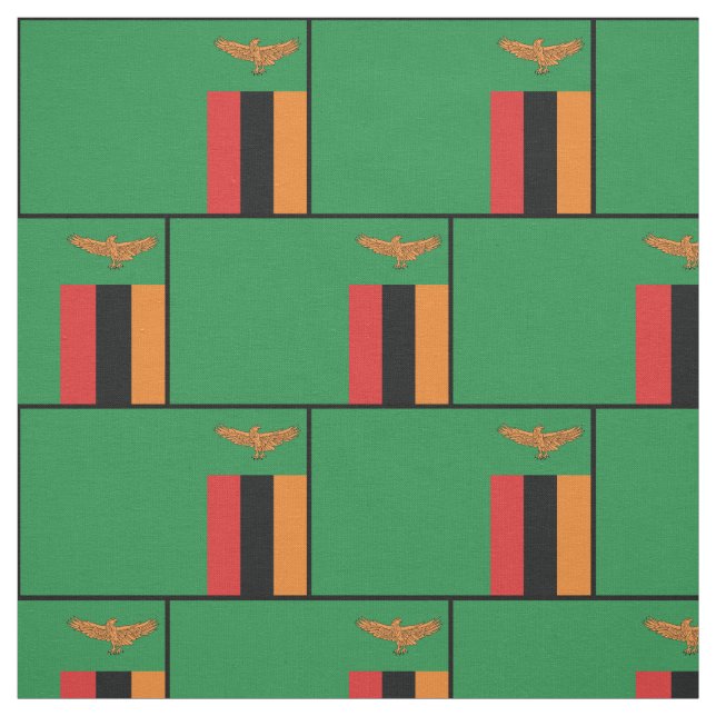 Patriotic Sambia Flag Black Border Stoff (Muster)