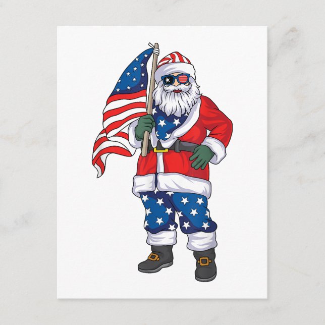Patriotic Santa American Weihnachten 4. Juli San Begleitkarte (Vorderseite)