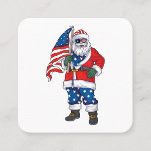 Patriotic Santa American Weihnachten 4. Juli San Quadratische Visitenkarte