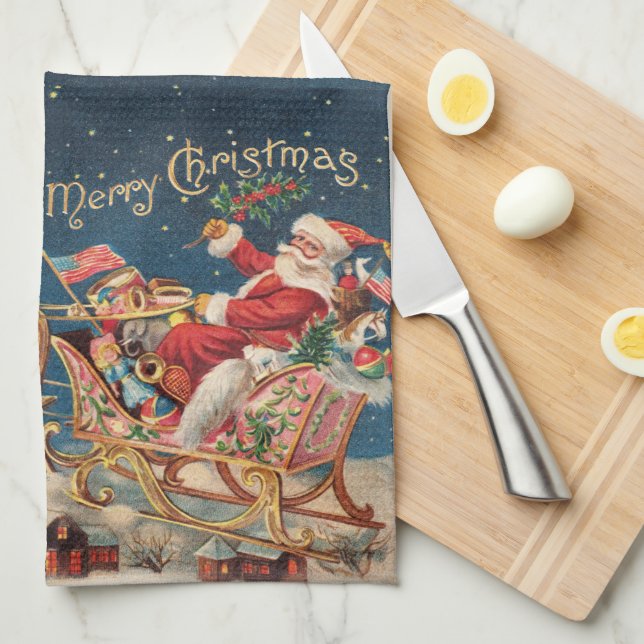 Patriotic Santa Geschirrtuch (Viertel Falte)