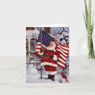 Patriotic Santa Karte