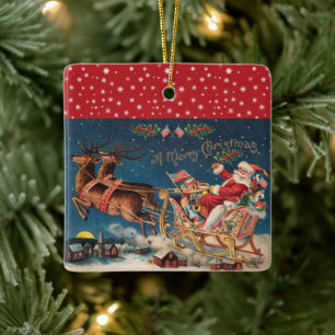 Patriotic Santa Keramikornament