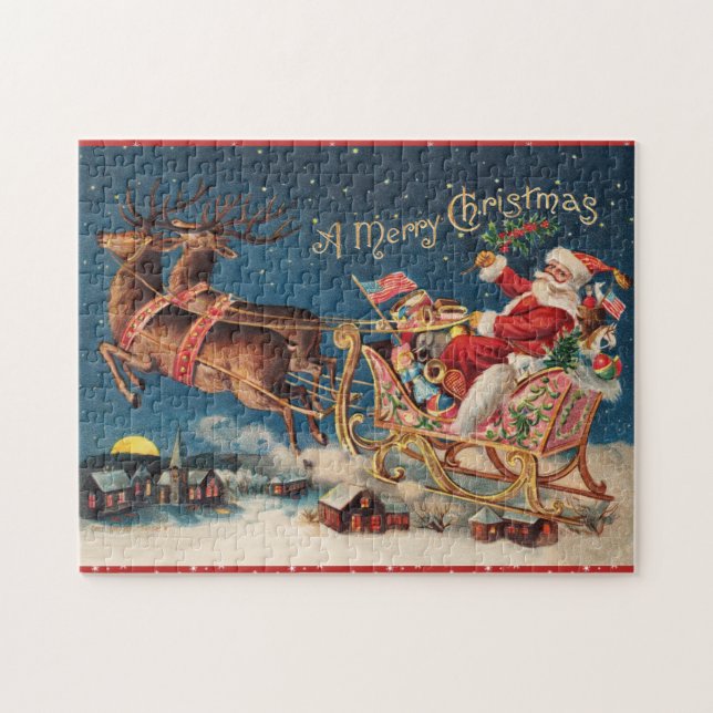 Patriotic Santa Merge Weihnachtspuzzle Puzzle (Horizontal)