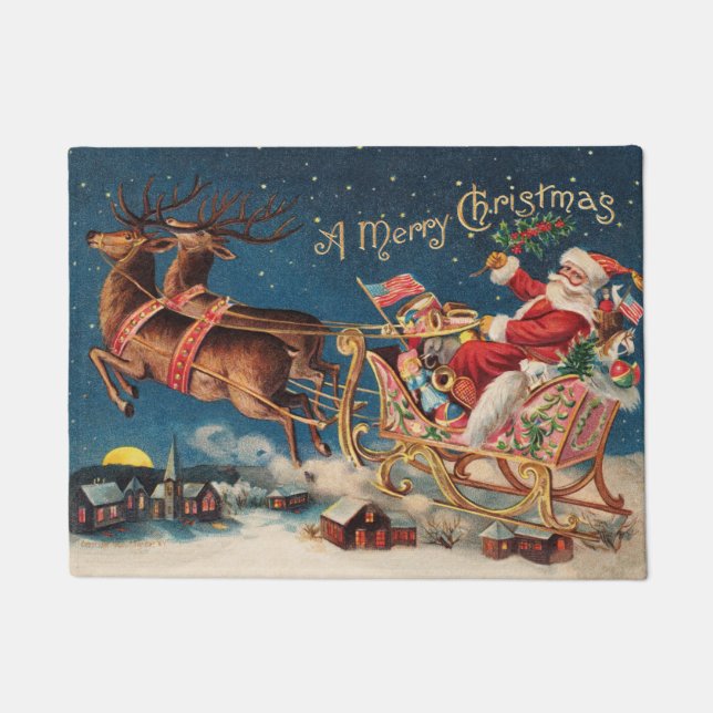 Patriotic Santa Merry Christmas Doormat Fußmatte (Vorderseite)