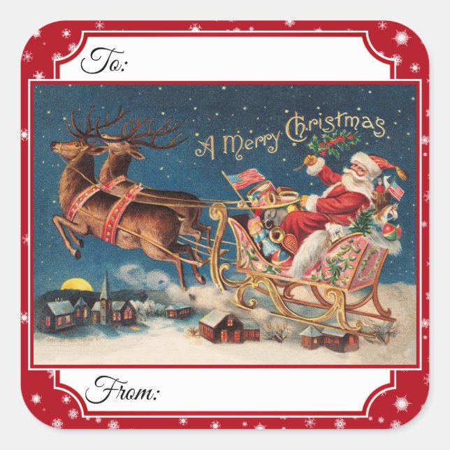 Patriotic Santa Merry Weihnachtsgeschenke Stickers (Vorderseite)