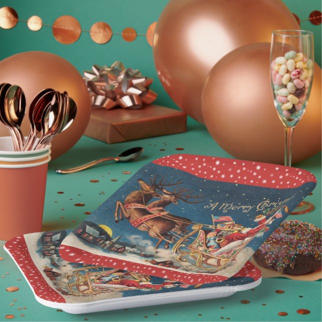 Patriotic Santa Pappteller (Multi)