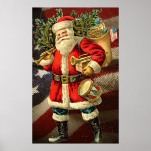 Patriotic Santa / Vintag Art Poster