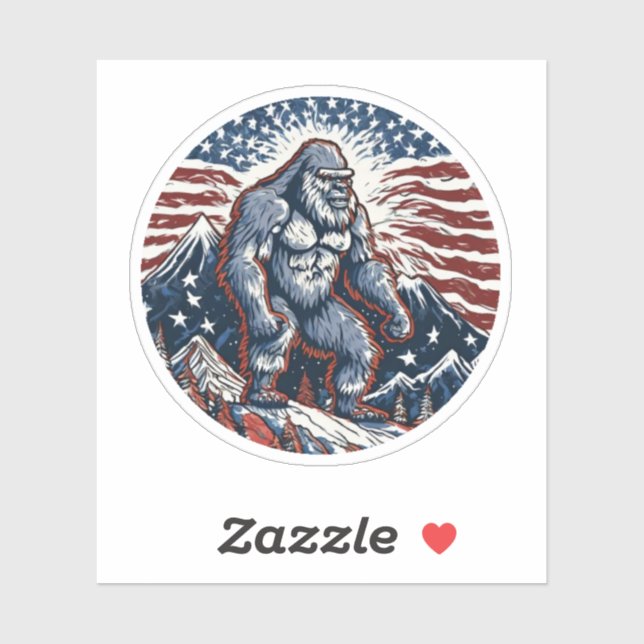 Patriotic Sasquatch, kundenspezifisch geschnittene Aufkleber (Blatt)