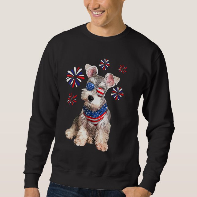 Patriotic Schnauzer Dog American USA Flag 4. J Sweatshirt (Vorderseite)