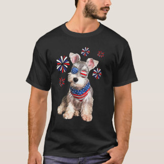 Patriotic Schnauzer Dog American USA Flag 4. J T-Shirt