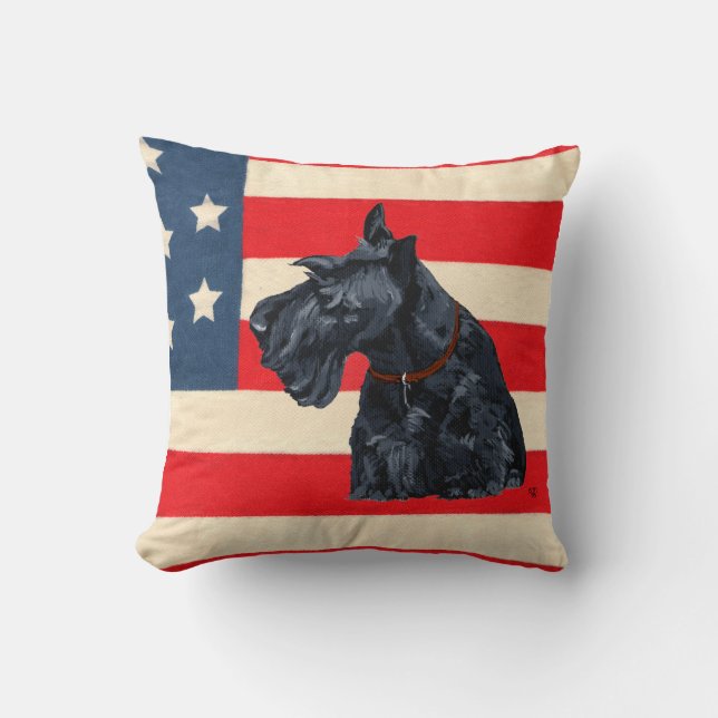 Patriotic Scottish Terrier Pillow Kissen (Vorderseite)