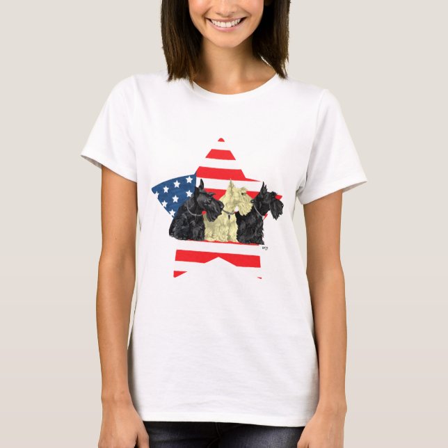 Patriotic Scottish Terriers T-Shirt (Vorderseite)