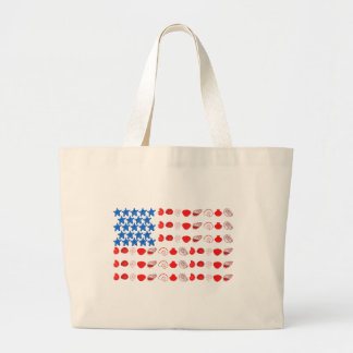 Patriotic Seashell & Starfish American Flag Jumbo Stoffbeutel