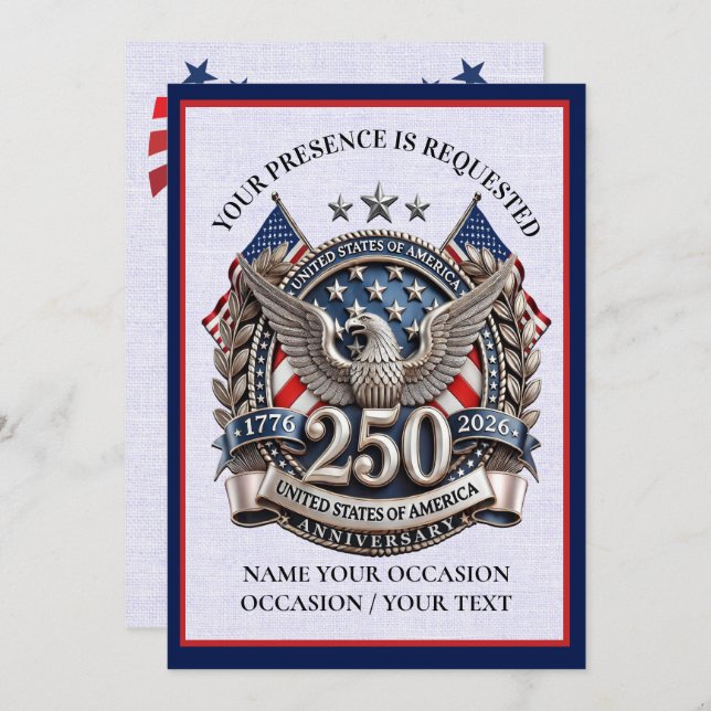 Patriotic Semiquintennial Einladung (Vorne/Hinten)