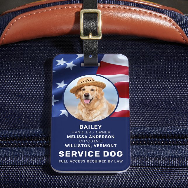 Patriotic Service Dog Foto ID Abzeichen American F Gepäckanhänger (Von Creator hochgeladen)