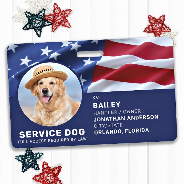 Patriotic Service Dog USA American Flag Foto ID Ausweis (Von Creator hochgeladen)