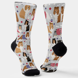 Patriotic Sheltie Shetland Sheepdog Socken