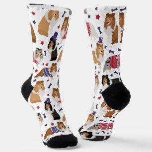 Patriotic Sheltie Shetland Sheepdog Socken