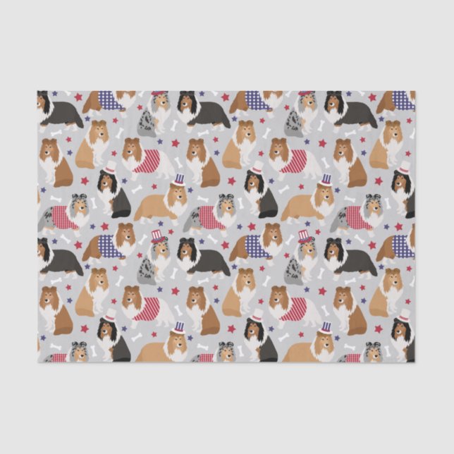 Patriotic Sheltie Shetland Sheepdog Tissue Paper Seidenpapier (Vorderseite)