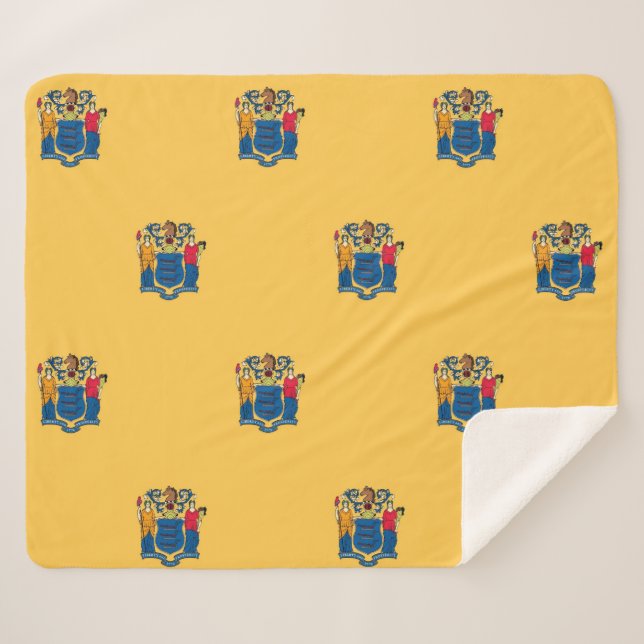 Patriotic Sherpa Blanket mit New Jersey-Flagge Sherpadecke (Vorderseite (Horizontal))