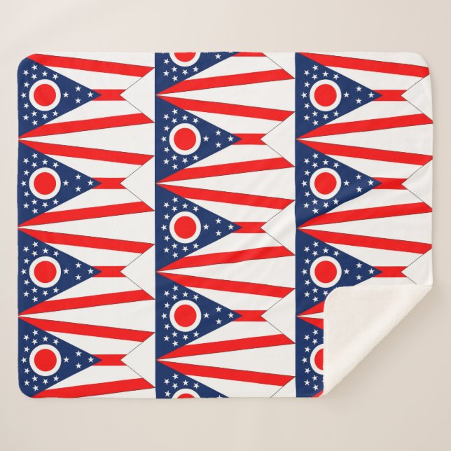 Patriotic Sherpa Blanket mit Ohio-Flagge Sherpadecke (Vorderseite (Horizontal))
