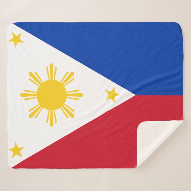 Patriotic Sherpa Blanket mit philippinischer Flagg Sherpadecke (Vorderseite (Horizontal))