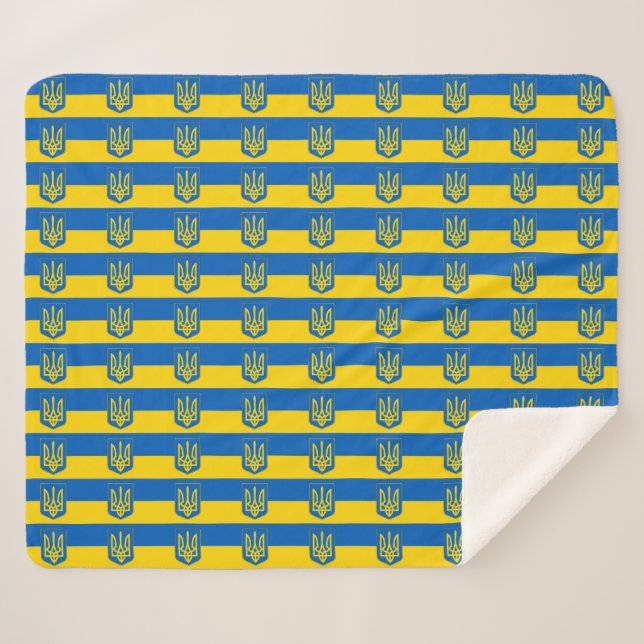 Patriotic Sherpa Blanket mit ukrainischer Flagge Sherpadecke (Vorderseite (Horizontal))