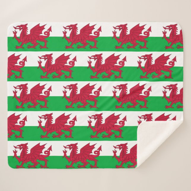 Patriotic Sherpa Blanket mit Wales-Flagge Sherpadecke (Vorderseite (Horizontal))